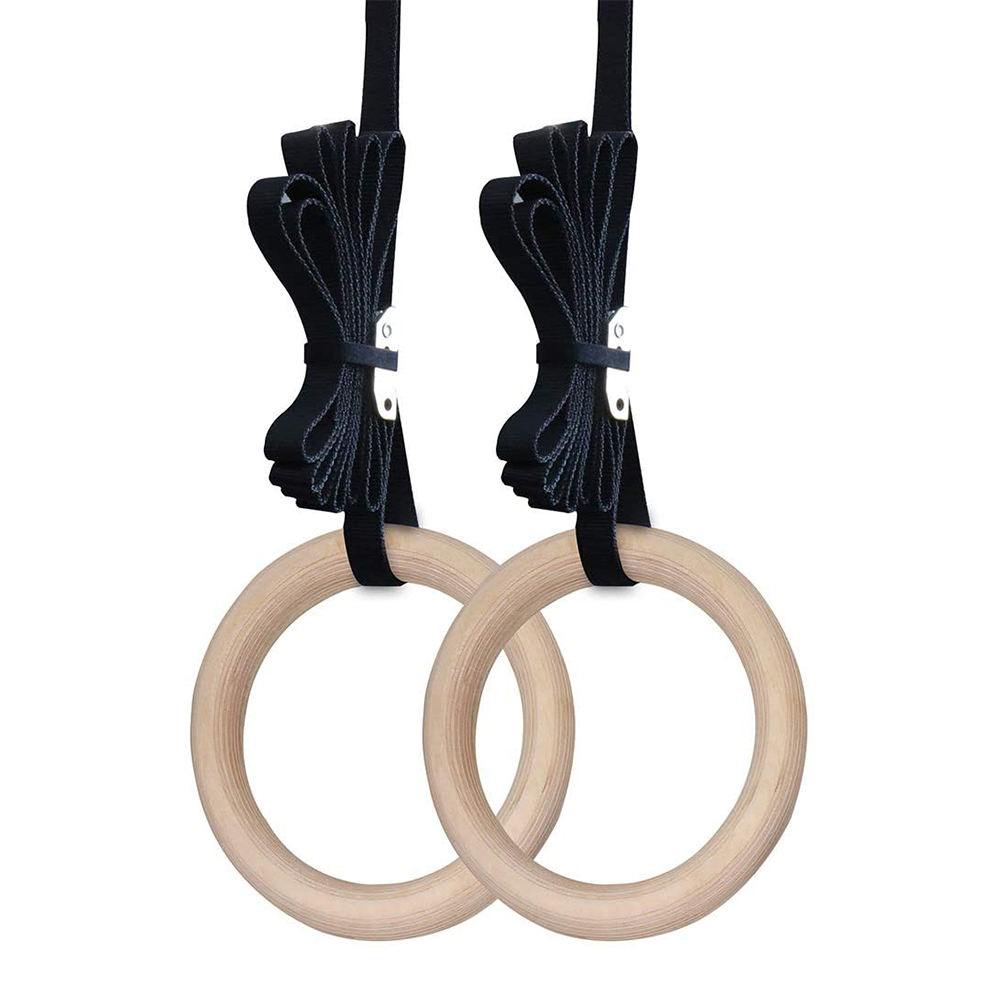Gymnastic Ring Wood - Cincin senam kayu Kebugaran 28/32MM, peralatan